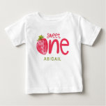 Personalized Sweet One Strawberry 1st Birthday Baby T-shirt at Zazzle