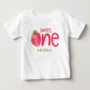 Personalized Sweet One Strawberry 1st Birthday Baby T-Shirt