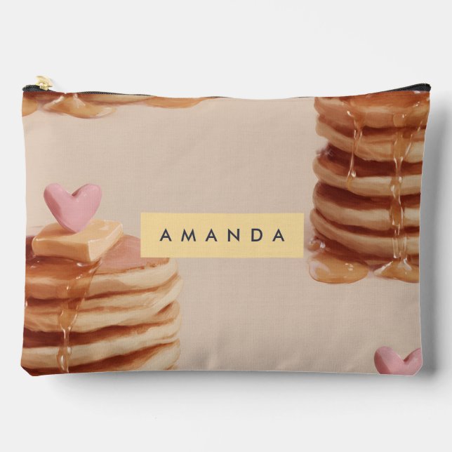 Personalized Sweet Pancake Pattern Accessory Pouch (Front)