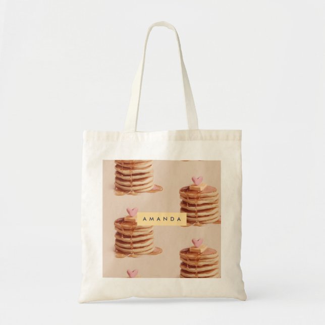 Personalized Sweet Pancake Pattern Tote Bag (Front)