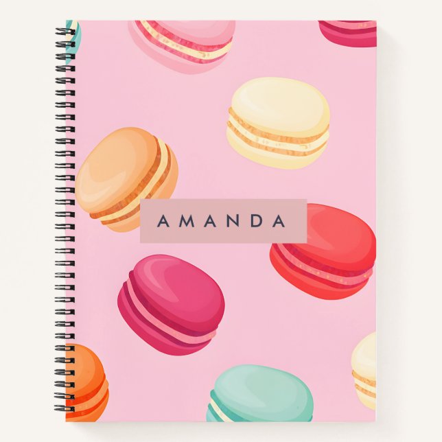 Personalized Sweet Pastel Macaron Delight Notebook (Front)