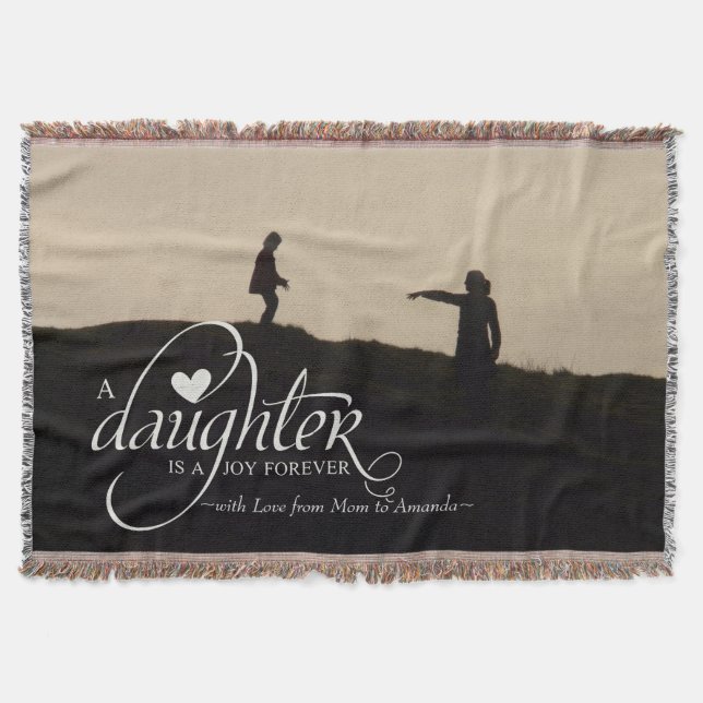 Personalized Sweet Photo Gift for Daughter Throw Blanket (Front)