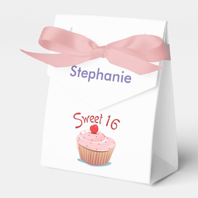 Personalized Sweet Sixteen 16th Birthday Favor Boxes (Front Side)