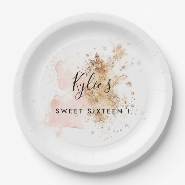 Personalized Sweet Sixteen 16Th Birthday Paper Plates (Front)
