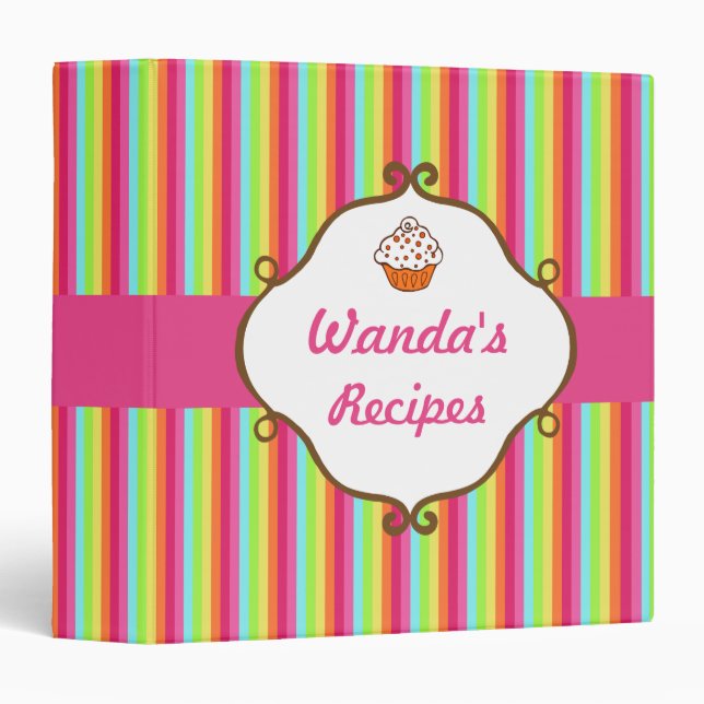 Personalized Sweet Stripes Recipe Binder (Front/Spine)