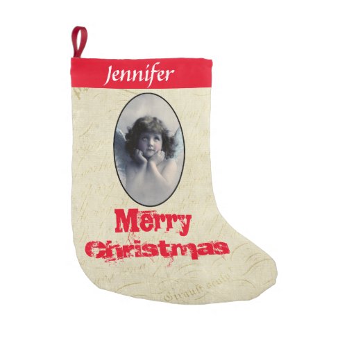 Personalized Sweet Vintage Angel Christmas Small Christmas Stocking