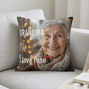 Personalized "Sweeter Memories" Grandma Photo  Throw Pillow