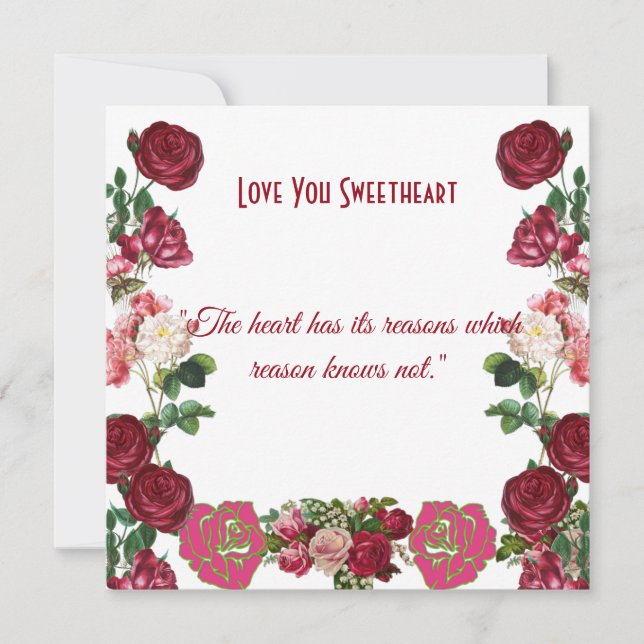 Personalized Sweetheart Rustic Roses Vintage Card (Front)