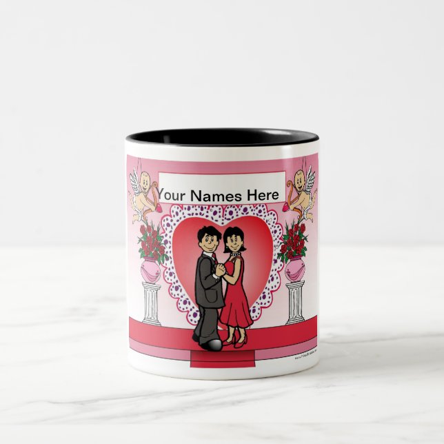 Personalized Sweethearts, Couple  Two-Tone Coffee Mug (Center)