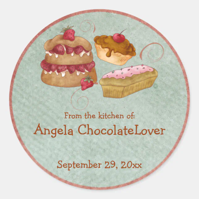 Personalized Sweets Recipe Stickers | Zazzle