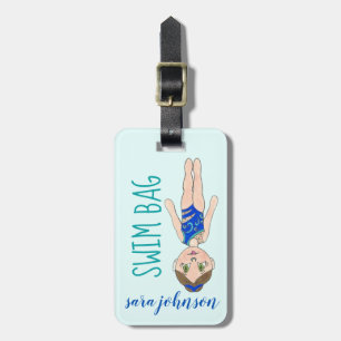 Personalized Swim Bag Synchronized Swimmer Girl Luggage Tag