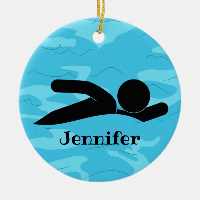 Personalized Swim Design Ornament (Front)