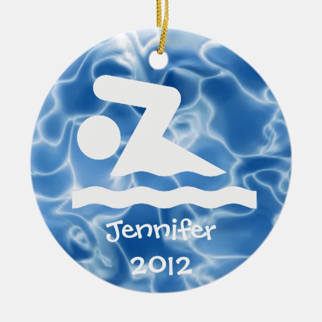 Personalized Swim Design Ornament (Front)