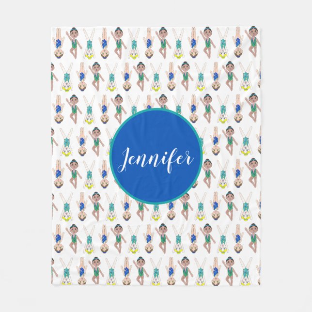 Personalized Swim Team Synchronized Swimmer Girl Fleece Blanket (Front)