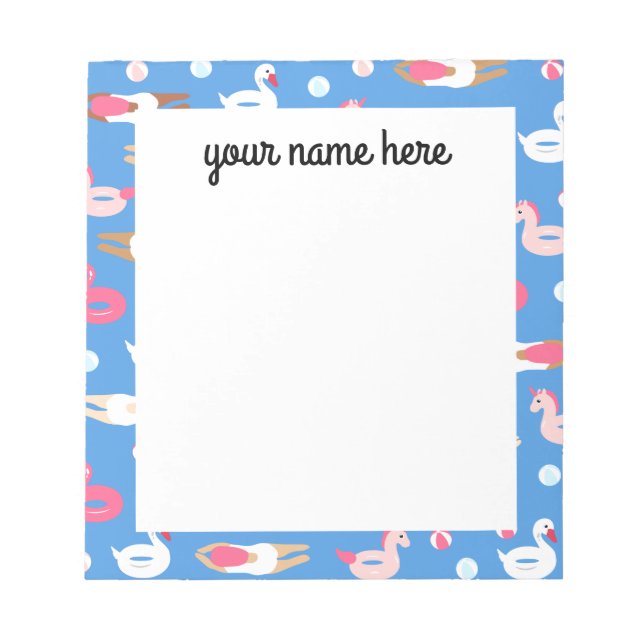 Personalized Swimmer and Pool Float Notepad (Front)