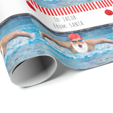Personalized Swimmer Christmas Gift Wrapping Paper
