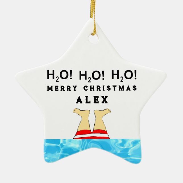 Personalized Swimmer Diver  Ceramic Ornament (Back)