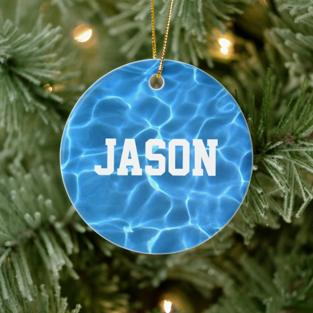 Personalized Swimmer or Diver Photo Ceramic Ornament (Tree)