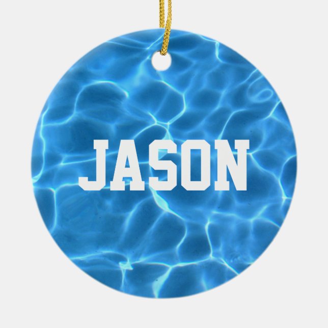 Personalized Swimmer or Diver Photo Ceramic Ornament (Front)