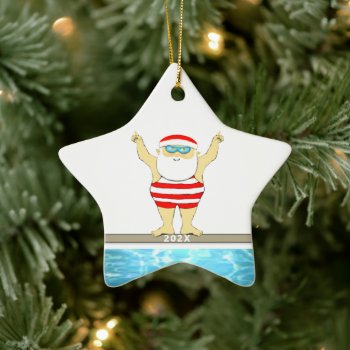 Personalized Swimmer Swimming Ceramic Ornament by christmastee at Zazzle