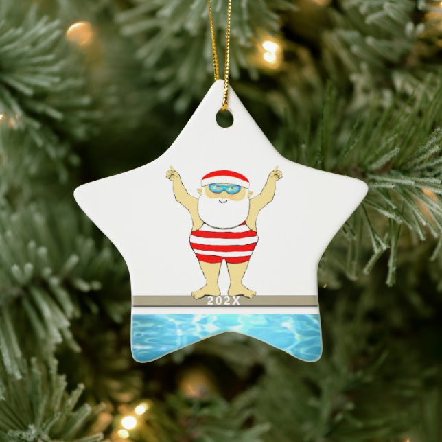 Personalized Swimmer Swimming Ceramic Ornament (Tree)