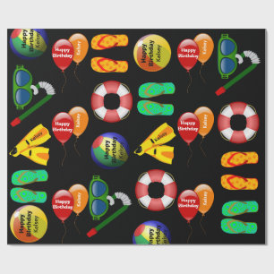Personalized Swimming Birthday Wrapping Paper