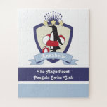 Personalized Swimming Club Crest Cute Penguin Kids Jigsaw Puzzle
