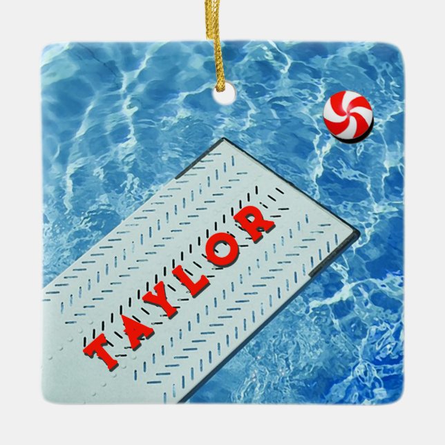 Personalized Swimming Diving Holiday Gifts Ceramic Ceramic Ornament (Front)