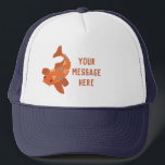 Personalized Swimming Orange Koi Goldfish Trucker Hat<br><div class="desc">This personalized baseball hat or trucker's cap features an illustration of a koi goldfish in bold orange with your own name or other message in matching orange lettering. It's great for keeping the sun out of your eyes while relaxing by your own koi pond. Find coordinating koi themed gifts and...</div>