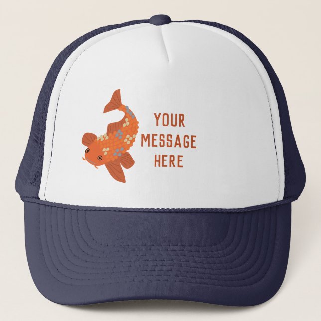 Personalized Swimming Orange Koi Goldfish Trucker Hat (Front)