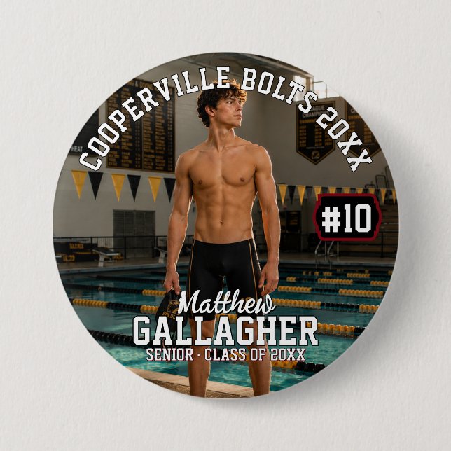 Personalized Swimming Photo Button (Front)