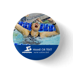 Personalized Swimming Photo Swimmer & Team Name Button