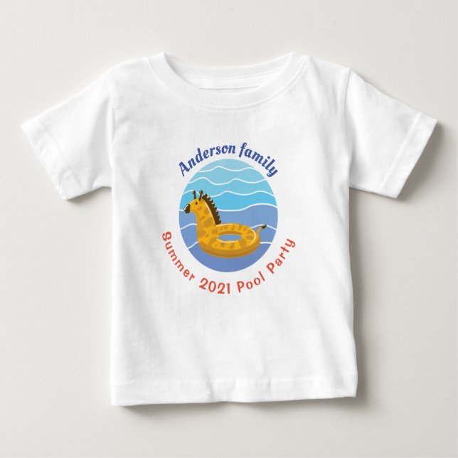 Personalized Swimming pool Party Baby T-Shirt (Front)