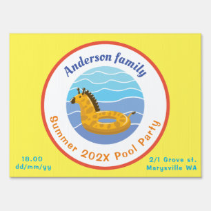 Personalized Swimming pool Party Sign