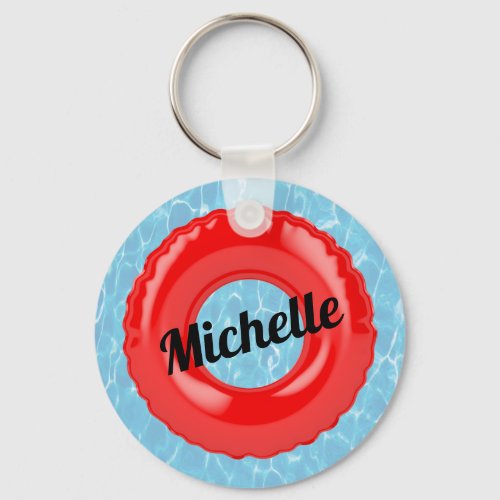 Personalized Swimming Pool Red Tube Keychain