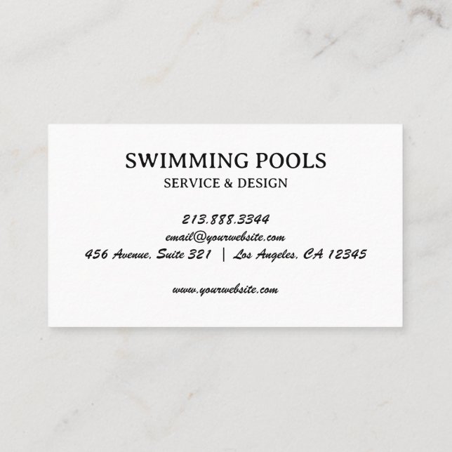 Personalized Swimming Pool  Services   Business Card (Back)