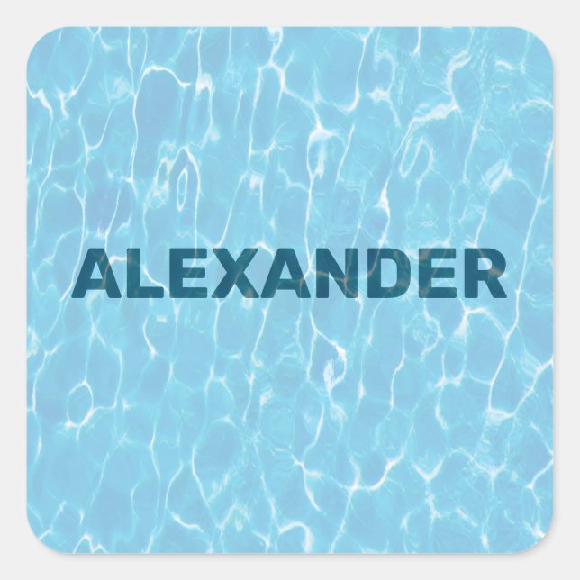 Personalized Swimming Pool Under Water Letters Square Sticker (Front)