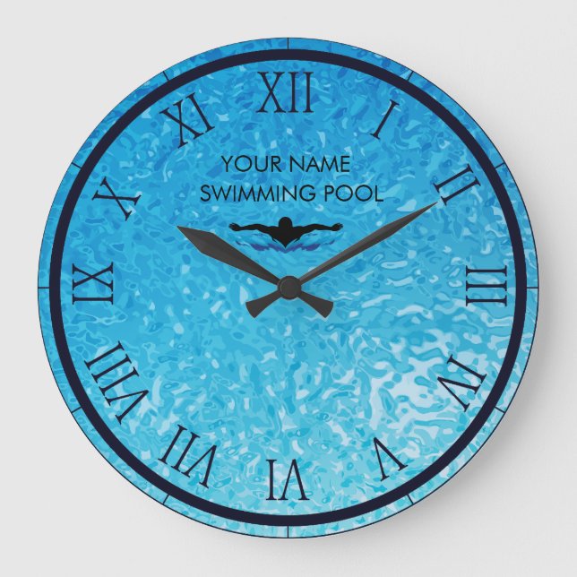 Personalized Swimming Pool Water Large Clock (Front)