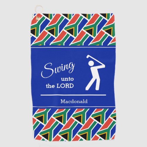 Personalized Swing Unto The Lord SOUTH AFRICA FLAG Golf Towel