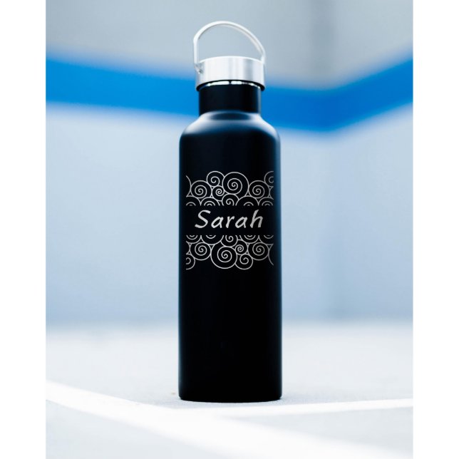 Personalized Swirls Gift - Insulated Bottles (Front - Black)