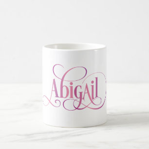 Personalized Swirly Script Abigail Pink Coffee Mug
