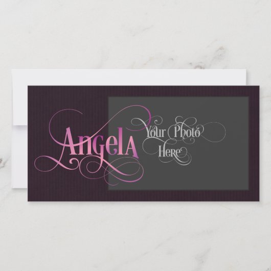 Personalized Swirly Script Angela Pink on Purple (Front)