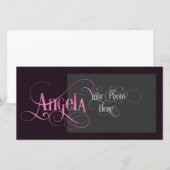 Personalized Swirly Script Angela Pink on Purple (Front/Back)