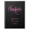 Personalized Swirly Script Charlotte Pink on Black
