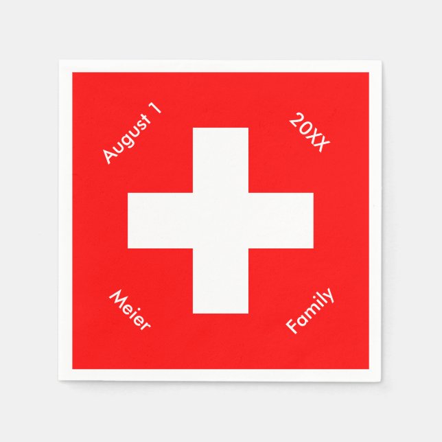 Personalized Swiss Flag Custom Switzerland Napkins (Front)