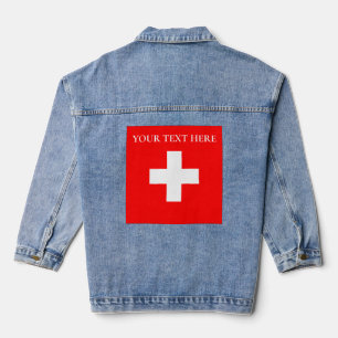 Personalized Switzerland Flag Schweiz Swiss Europe Denim Jacket