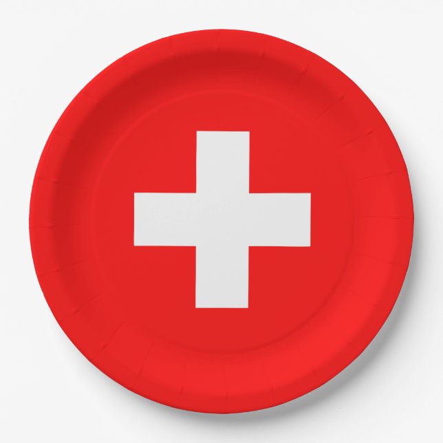 Personalized Switzerland Flag Schweiz Swiss Europe Paper Plates (Front)