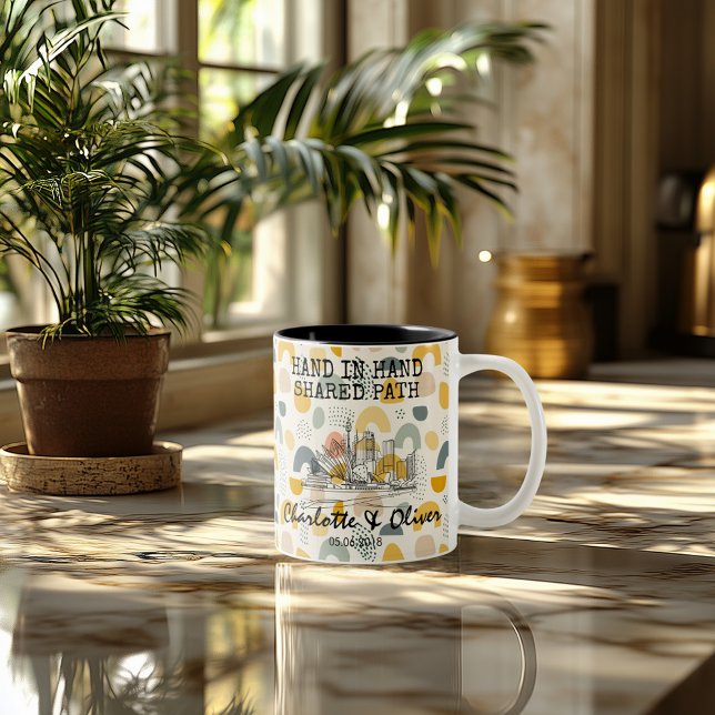 Personalized Sydney Memory - Line Art Landmark Two-Tone Coffee Mug (Creator Uploaded)