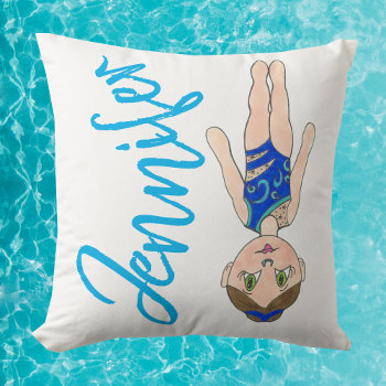 Personalized Synchro Synchronized Swim Coach Gift Throw Pillow by rebeccaheartsny at Zazzle