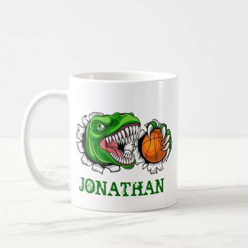 Personalized T_Rex Basketball Dinosaur Coffee Mug